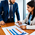 **

A professional accountant advising a young entrepreneur in a modern office setting, discussing tax benefits and financial strategies. The entrepreneur is dressed in smart-casual attire. Focus on the interaction and collaborative atmosphere, with charts and documents visible in the background. Fully clothed, appropriate attire, safe for work, perfect anatomy, natural proportions, professional, family-friendly.

**