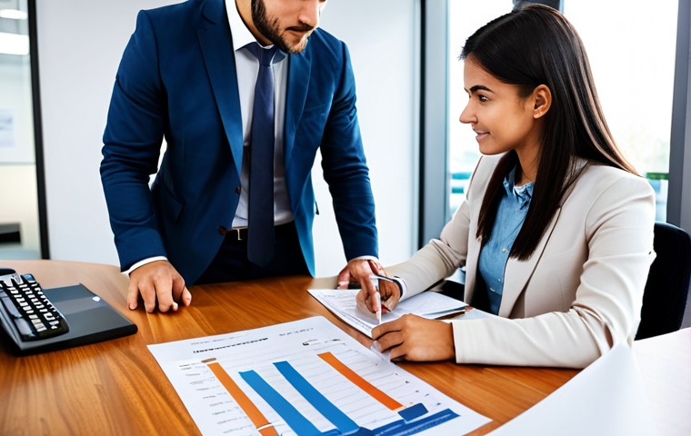 **

A professional accountant advising a young entrepreneur in a modern office setting, discussing tax benefits and financial strategies. The entrepreneur is dressed in smart-casual attire. Focus on the interaction and collaborative atmosphere, with charts and documents visible in the background. Fully clothed, appropriate attire, safe for work, perfect anatomy, natural proportions, professional, family-friendly.

**