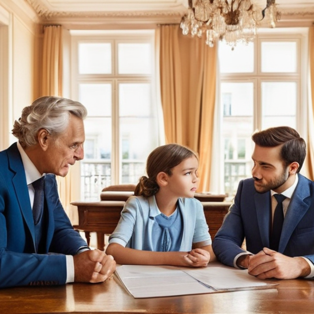 상속재산 분할과 세금 - **Prompt:** A multi-generational French family, consisting of a visibly warm elderly couple (grandpa...