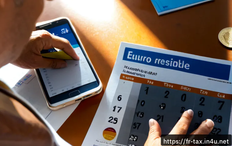 Home 17 재산세 납부 기한 - Photorealistic French household property tax payment deadline scene, a middle-aged homeowner seated ...